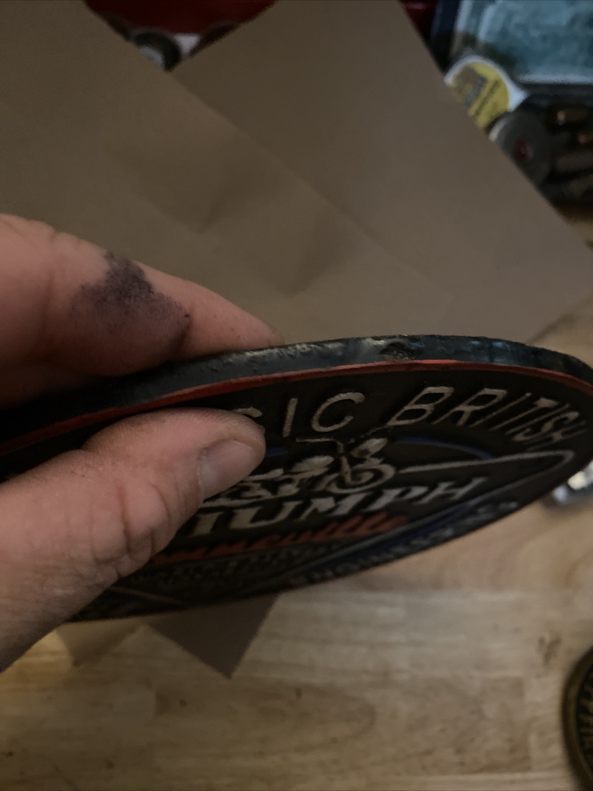 Triumph Motorcycles Sign Plaque Cast Iron Patina Fatboy Biker Indian Collector