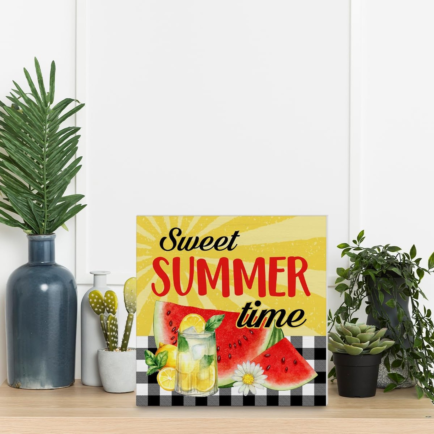 Summer Decor, Summer Decorations For Home, Watermelon Lemon Wooden Sign Decor...