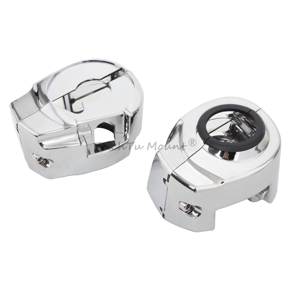 2Pcs Chrome Hand Control Switch Housing Covers For Harley Road King Street Glide
