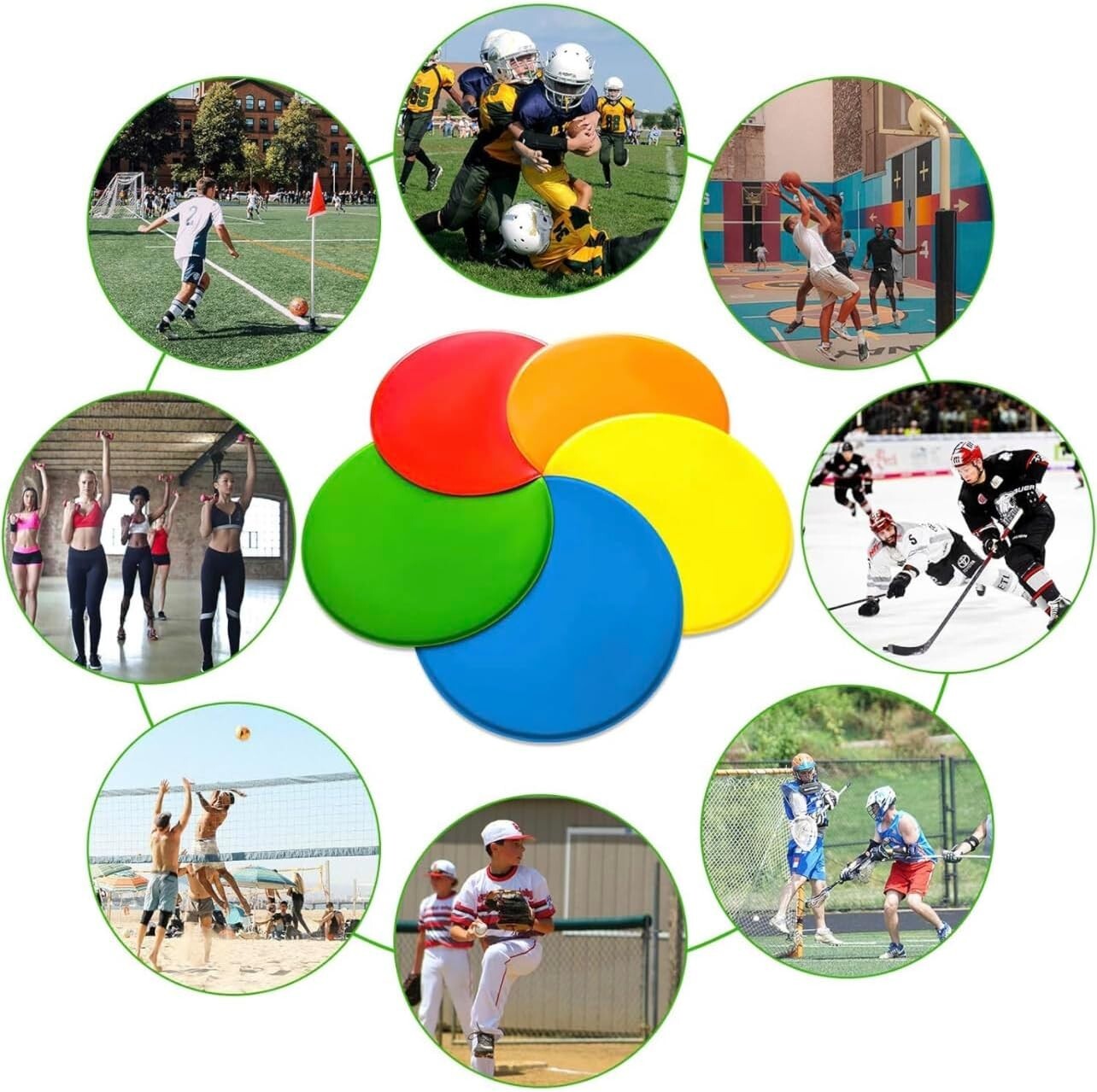 Spot Markers for Sports 9 Inch, 12Pcs Non Slip Rubber Agility Poly Spots Mark...