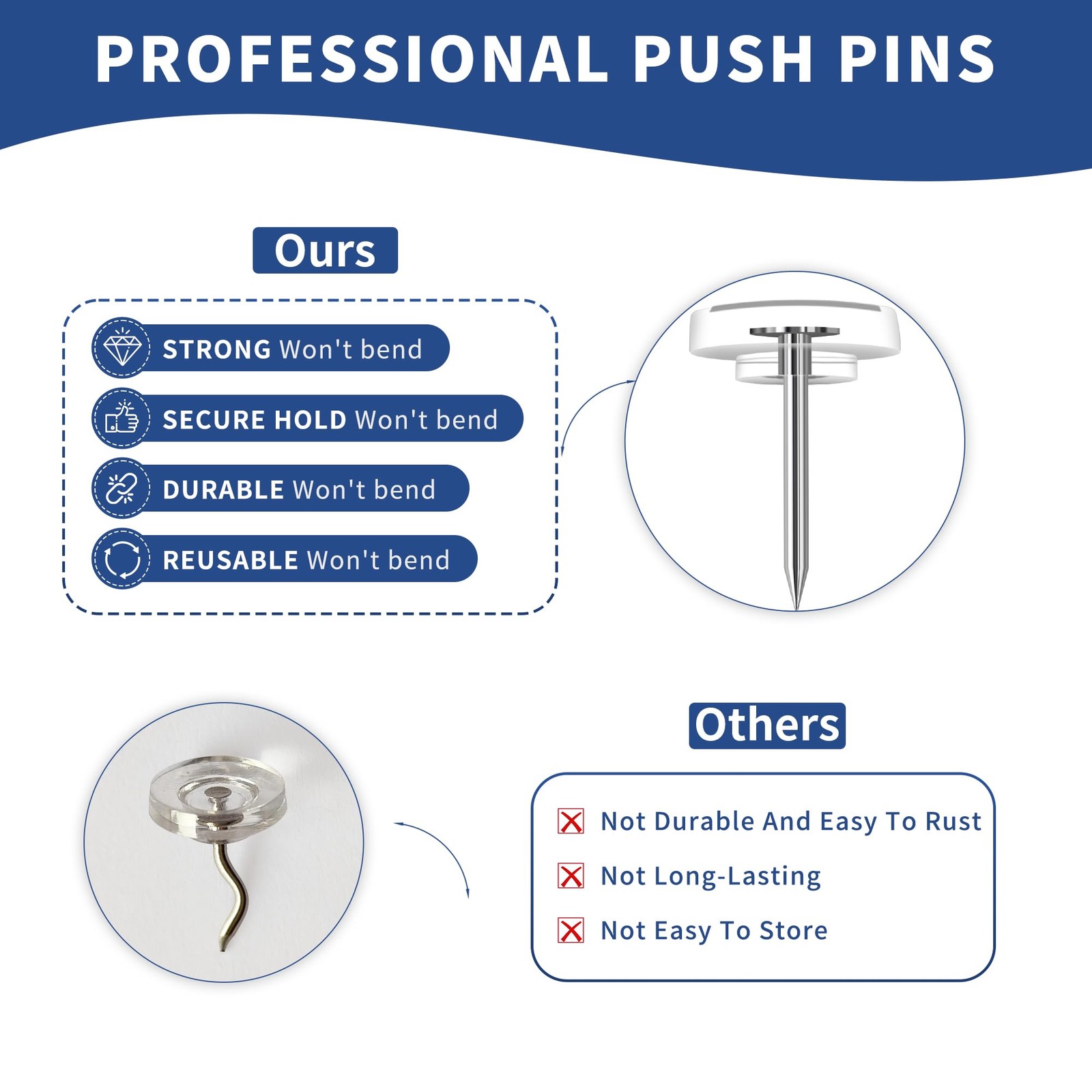 180-Pack Clear Thumb Tacks - Heavy Duty Push Pins for Bulletin Board, Office,