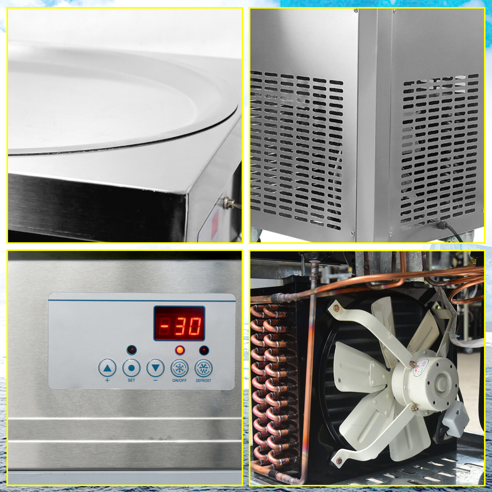 Kolice ETL Commercial Ice Cream Roll Machine, 22" (55cm ) Single Round Ice Pan