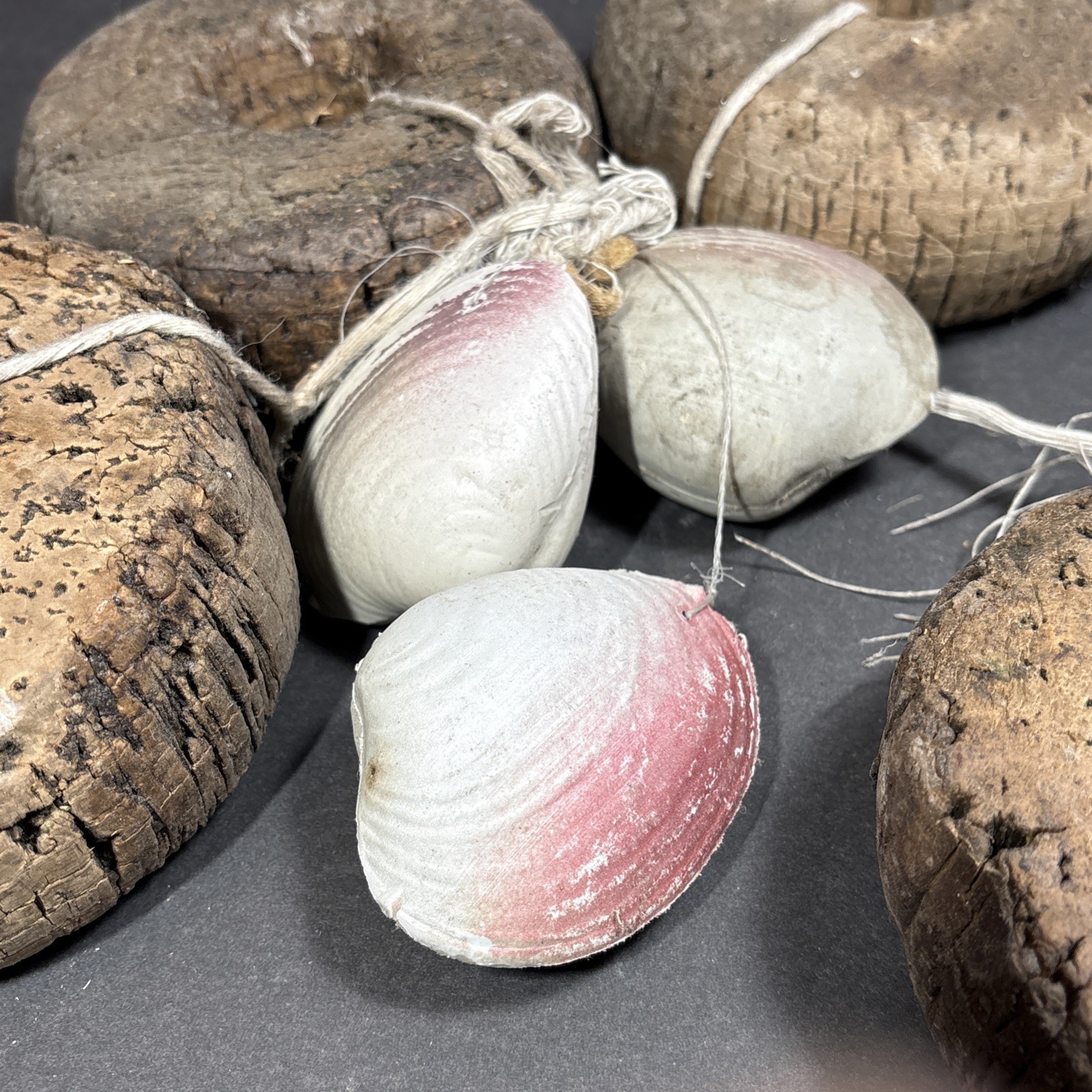 Vintage Lot Cork Fishing Floats Six Pieces Natural Cork Floats With Old Netting