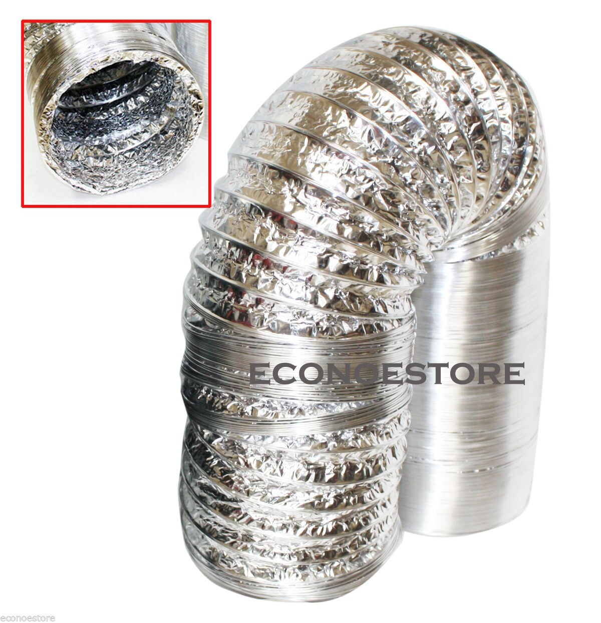 Aluminum Air Ducting 8" Inch x 25' Feet Air Ventilation Non-Insulated
