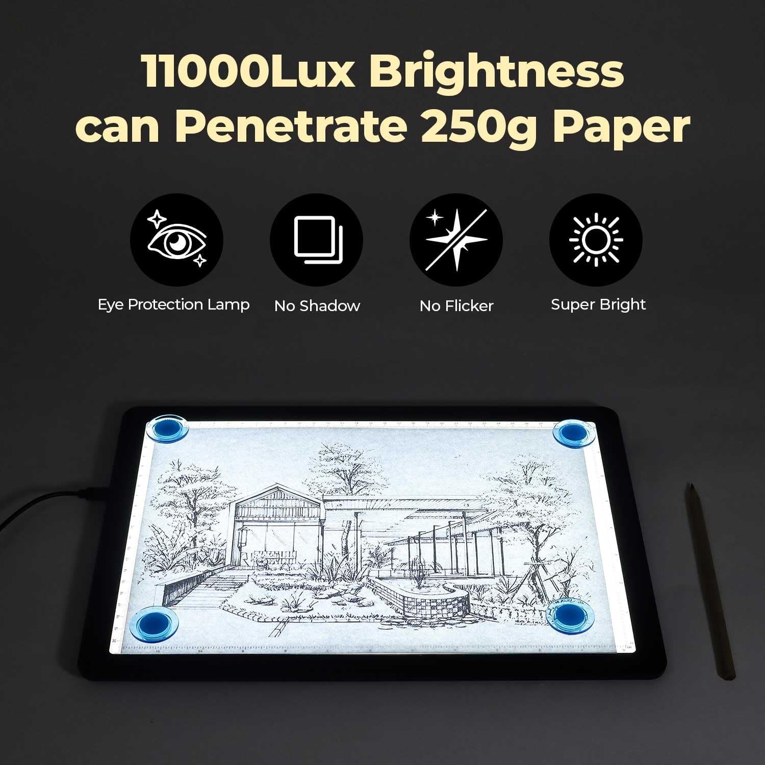 A4 LED Light Box for Tracing and Drawing - Ultra-Thin Dimmable Artist Copy Board