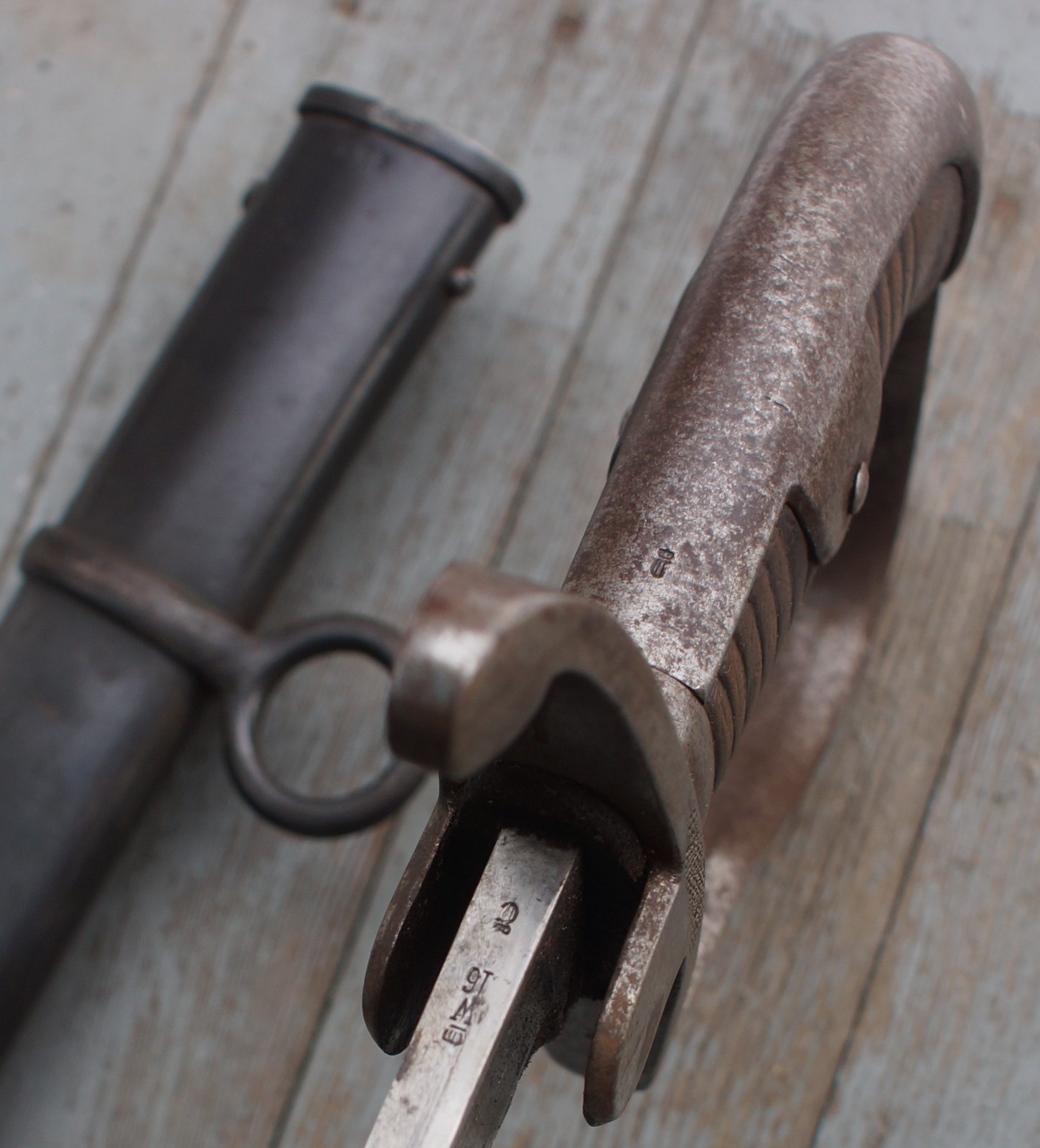 Imperial German Model 1873-1896 Artillery Saber w/ Scabbard Unit Marks FW HOLLER