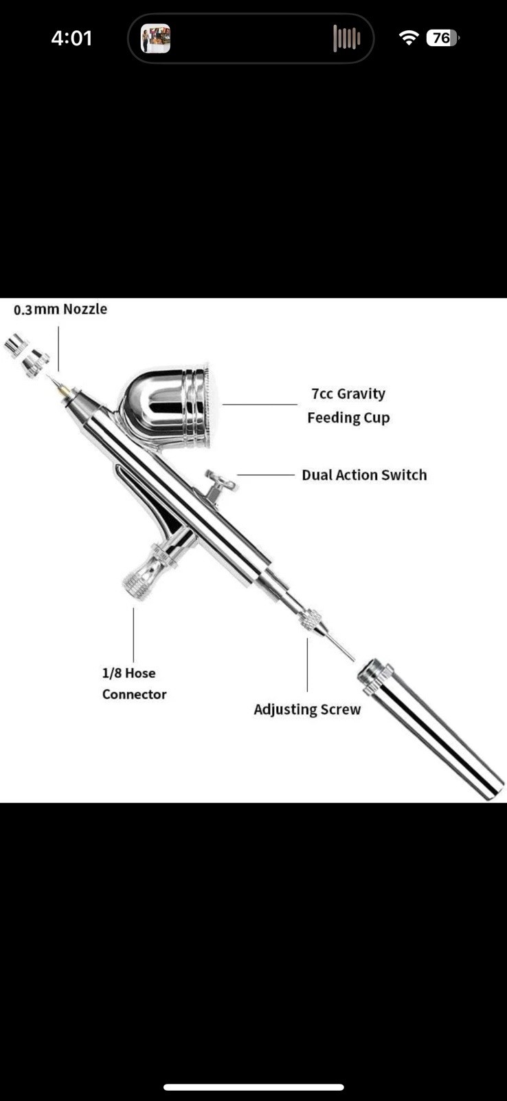 Gothobby 0.3mm Gravity Feed Dual-action Airbrush Paint Spray Gun Kit Set