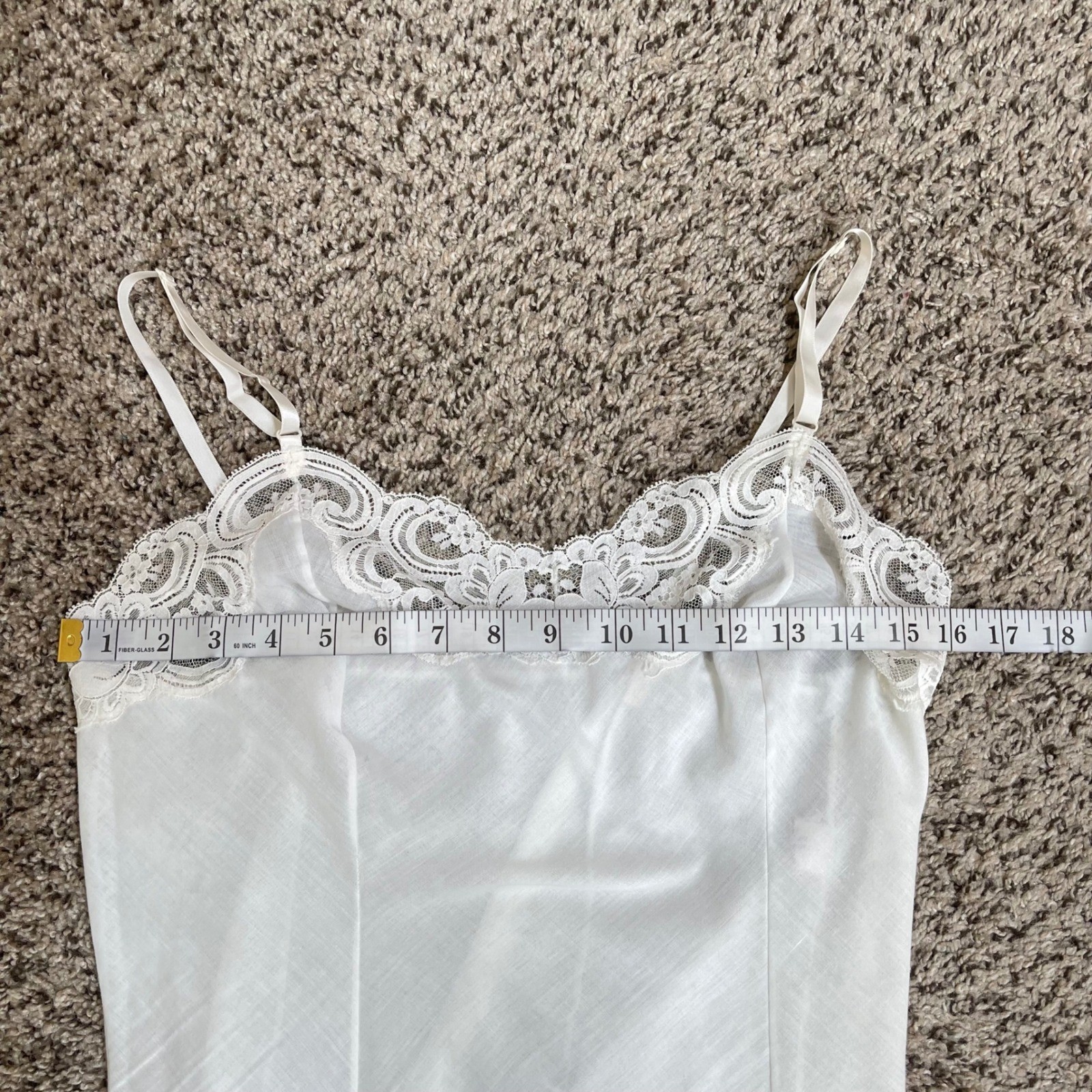 Vitage WONDER MAID White Floral Lace Trim Full Slip Dress 36 Cotton Cottagecore