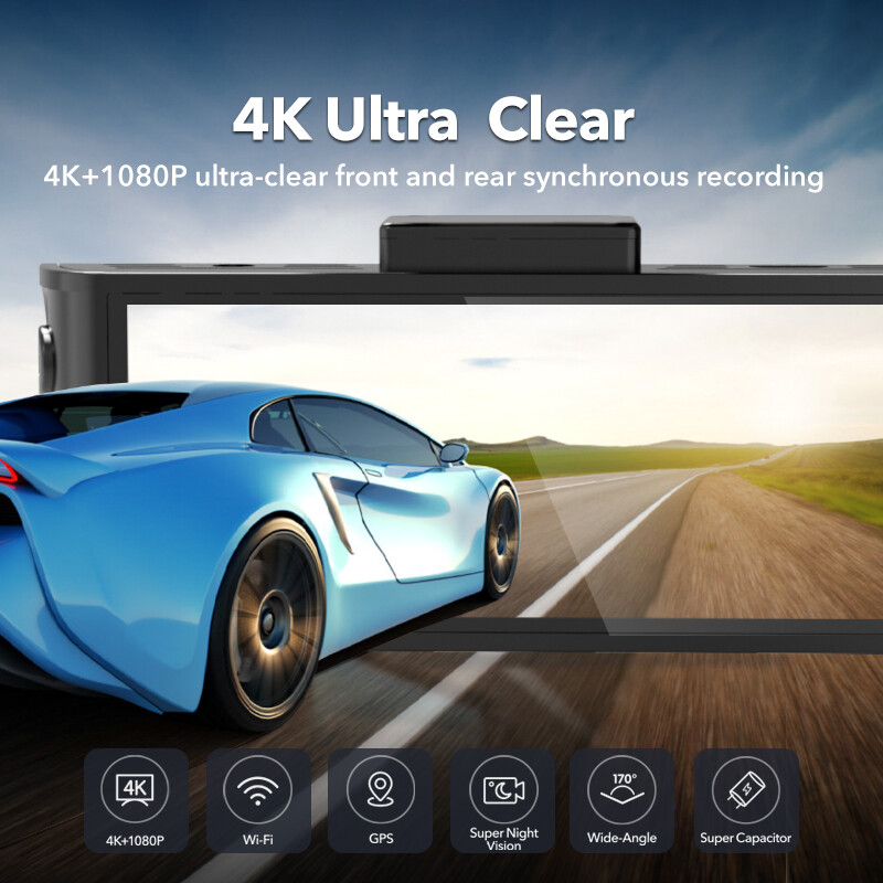 REDTIGER Dash Camera 4K Front and Rear Dash Cam Built-In WiFi & GPS, App control