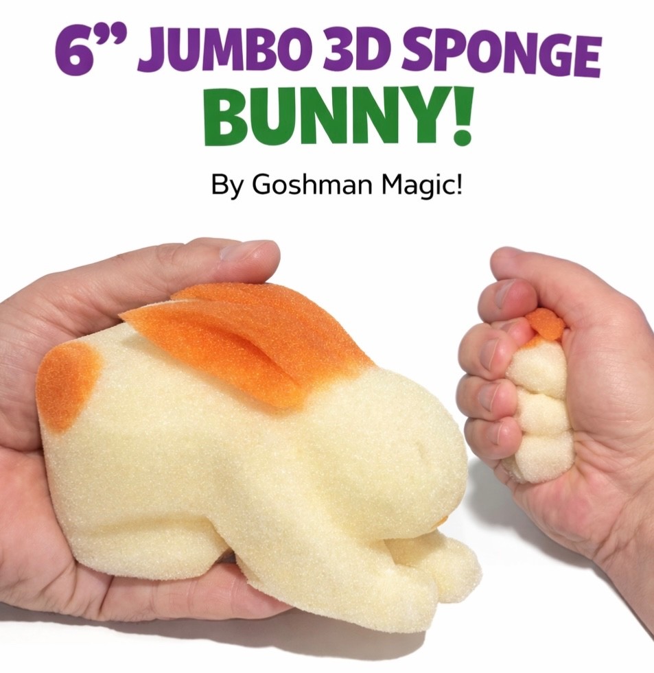 6” Jumbo 3D SPONGE BUNNY 1 Deluxe Goshman Close Up Magic Trick White Foam Rabbit