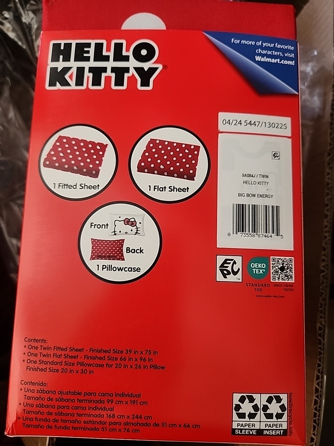 Hello Kitty Big Bow Energy 3 Piece Twin Sheet Set