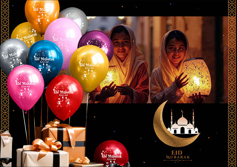 Eid Mubarak Latex Balloons (Assorted Metallic Colors)