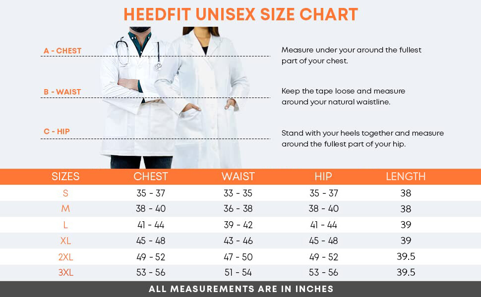 HEEDFIT Premium Quality Lab Coats for Women, A Full White Poly-Cotton 35" Long