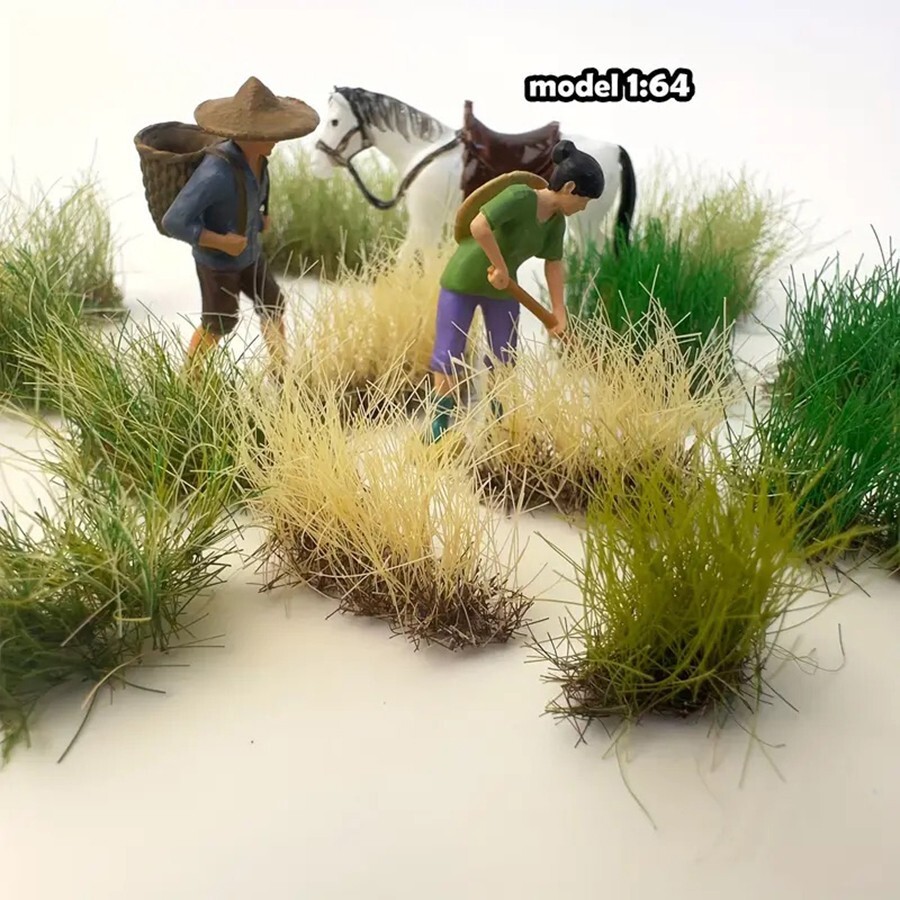 12mm High SATIC GRASS Bush Tufts HO train railway SCENICS MODEL TRAIN SCENERY