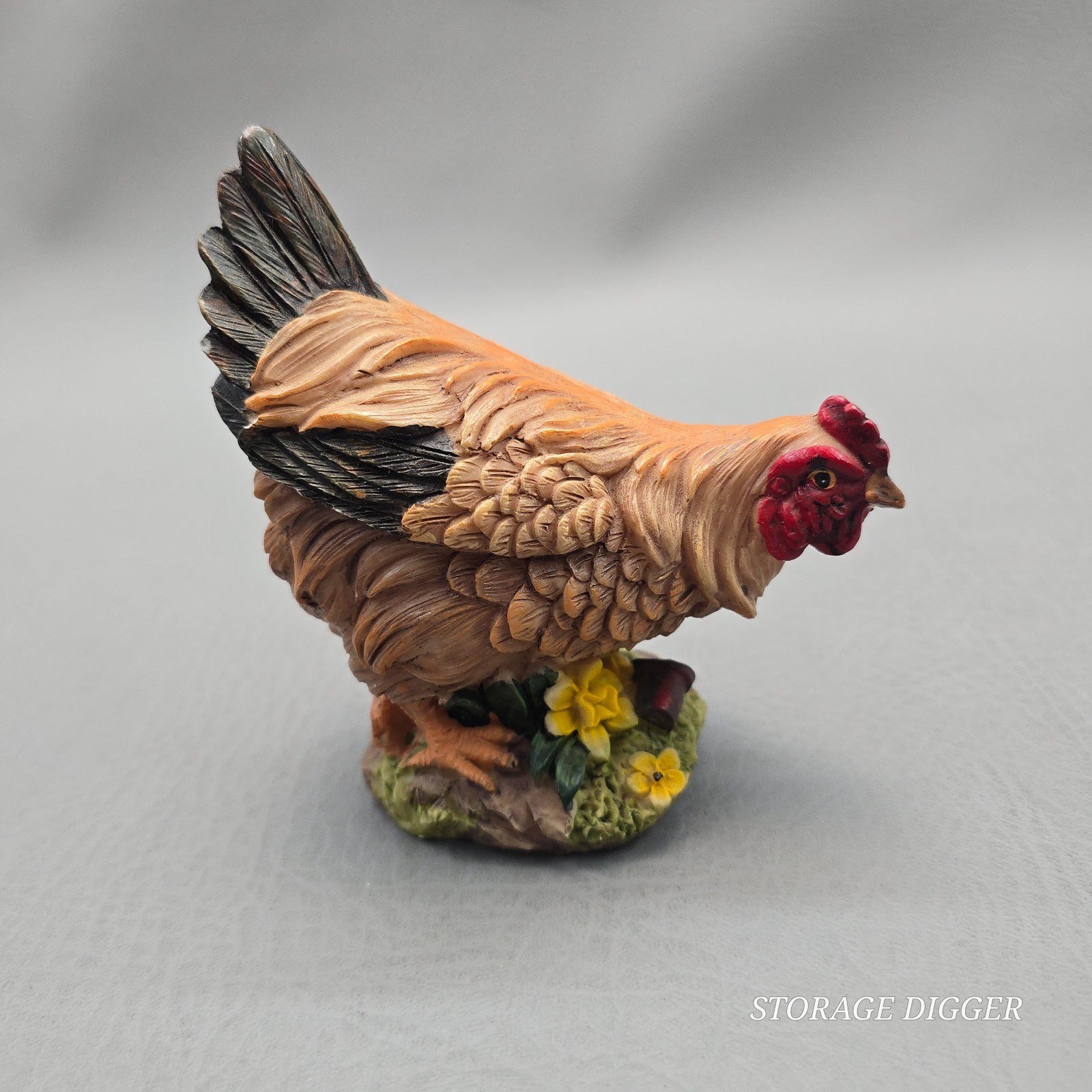 Vintage Resin Rooster and Hen Animal Figurines Farmhouse Decor 2 Pcs 9 in
