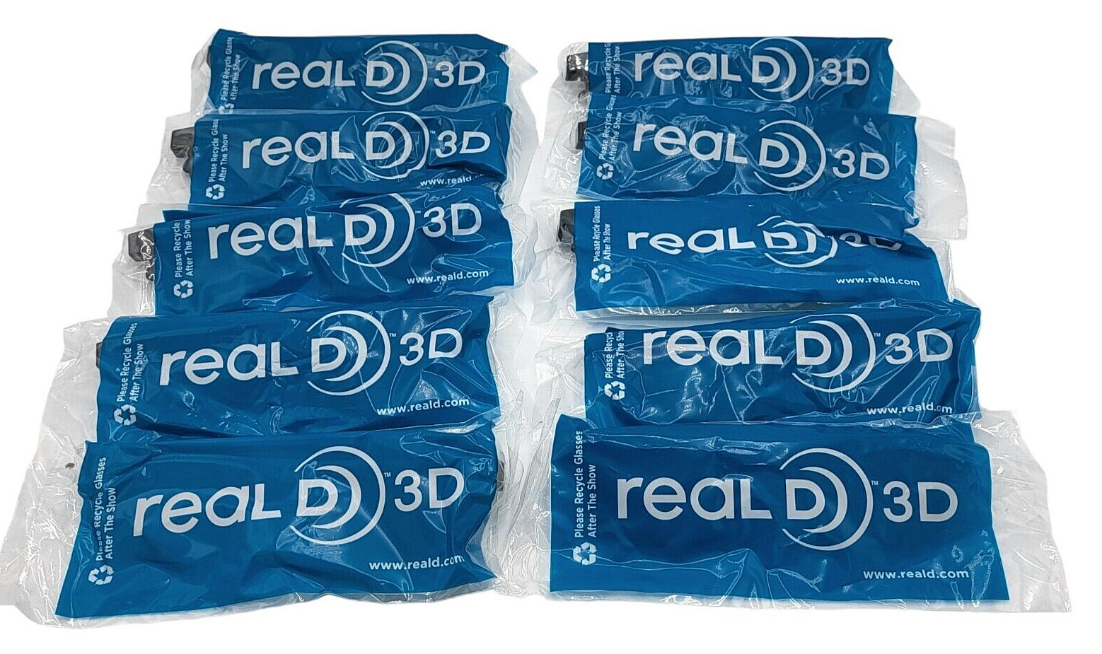 REAL D PASSIVE 3D Glasses Adult Size Black New Sealed Lot of 10 Pair