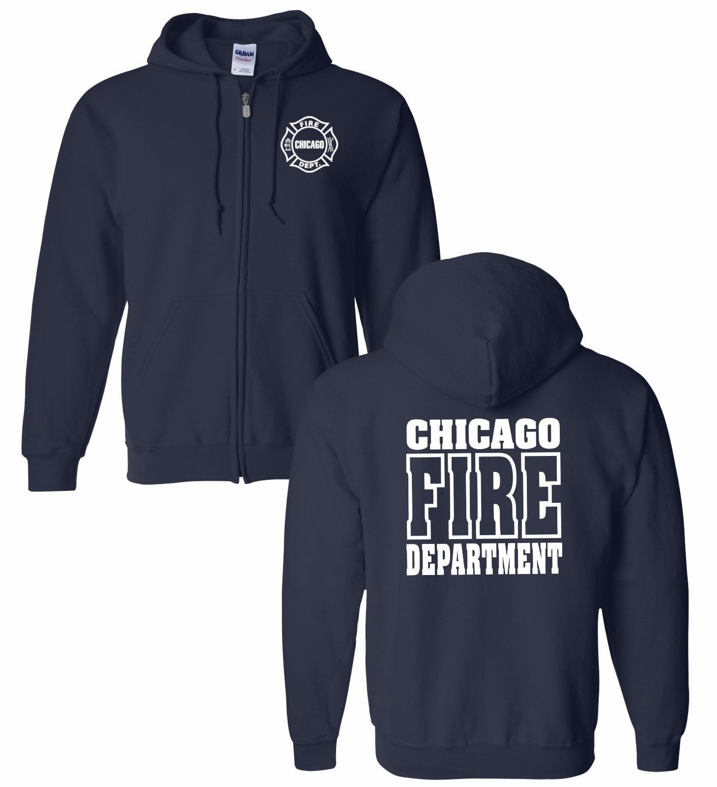 Chicago Fire Department 2-Sided Full Zip Job Hoodie As Seen On TV