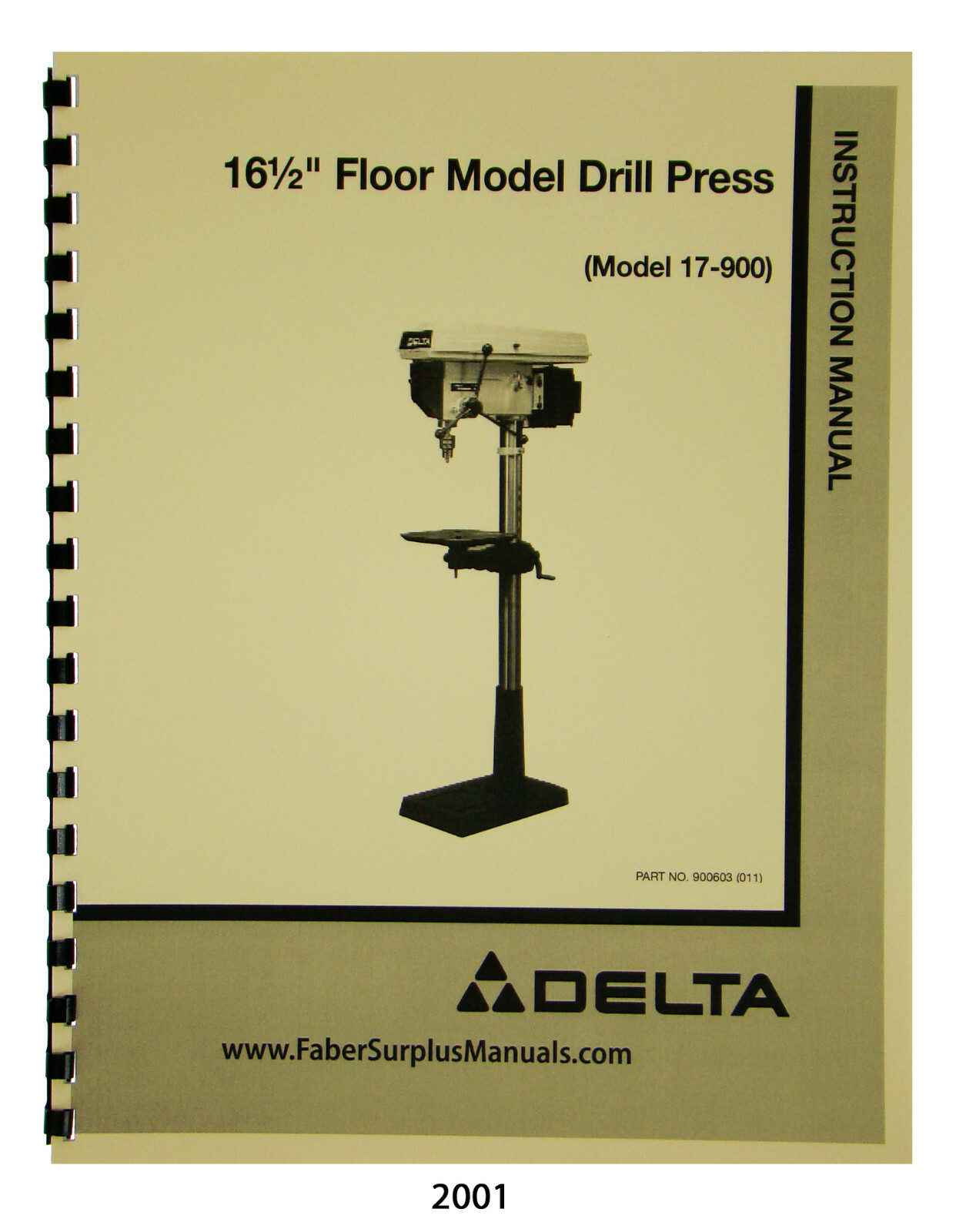 Delta 16 1/2" Drill Press Model 17-900 Instruction & Parts List Manual #2001