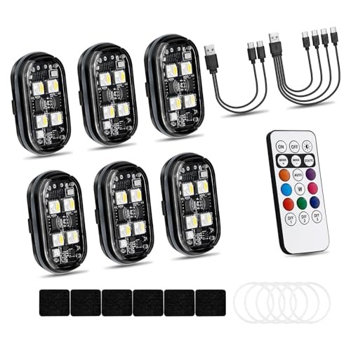 4LEDs Car Wireless Strobe Interior Lights with Remote Control Ambient Lighting