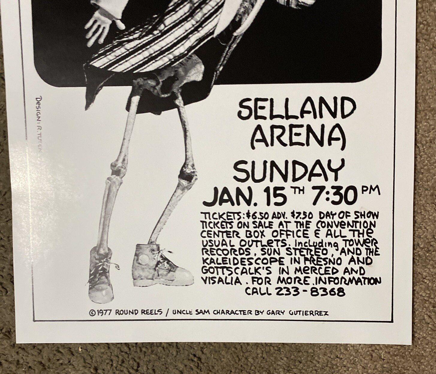 1978 Selland Arena Grateful Dead Concert 2nd Printing Poster Jerry Garcia.