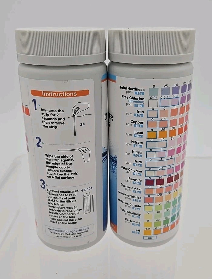 Lot of (2) 17 in 1 Drinking Water Test Kit Strips (100ct) for Pool Spa Hot Tubs