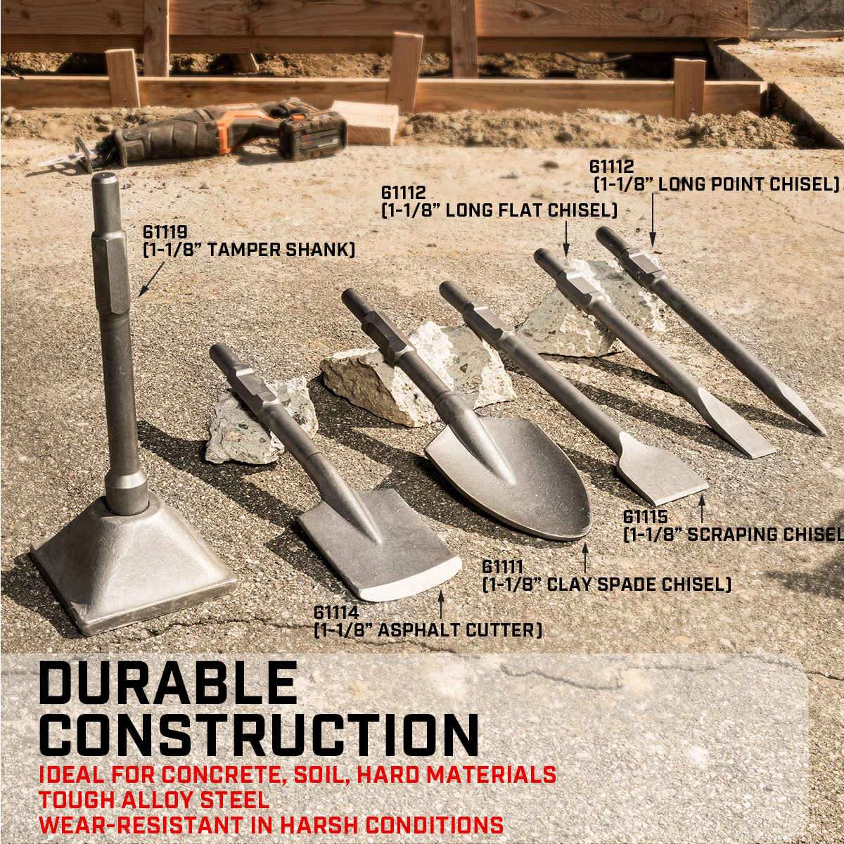 XtremepowerUS 2PCS Replacement Jack Hammer Point Chisel Demolition Bit 1-1/8"