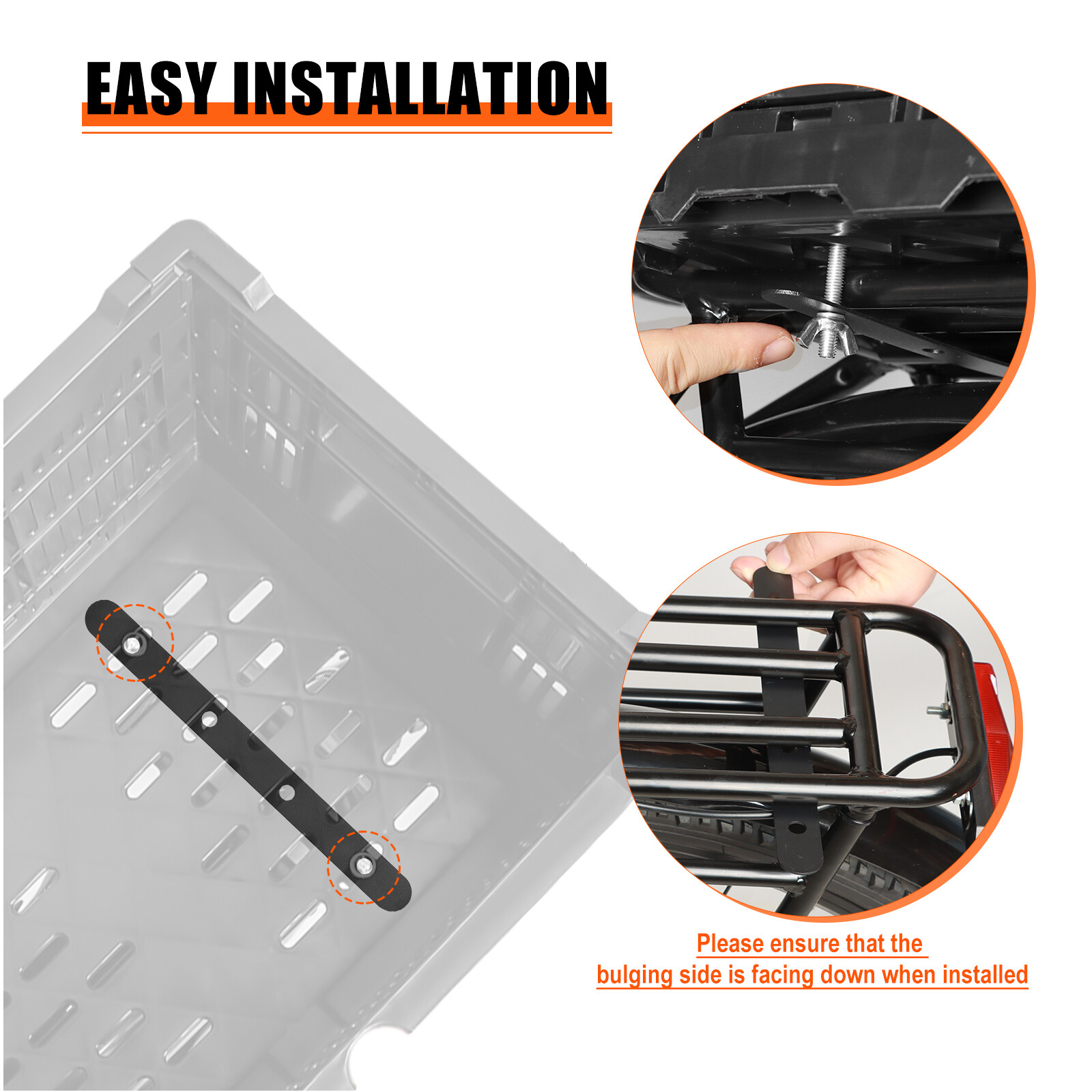 E-Bike Foldable Rear Basket, Rear Bicycle Cargo Rack, Ebike Storage Basket