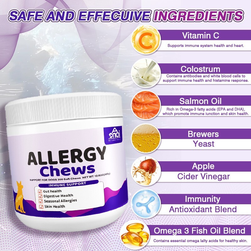 Dog Allergy Relief-Itching Skin Relief- Dog Probiotics for Itchy Skin and Ears