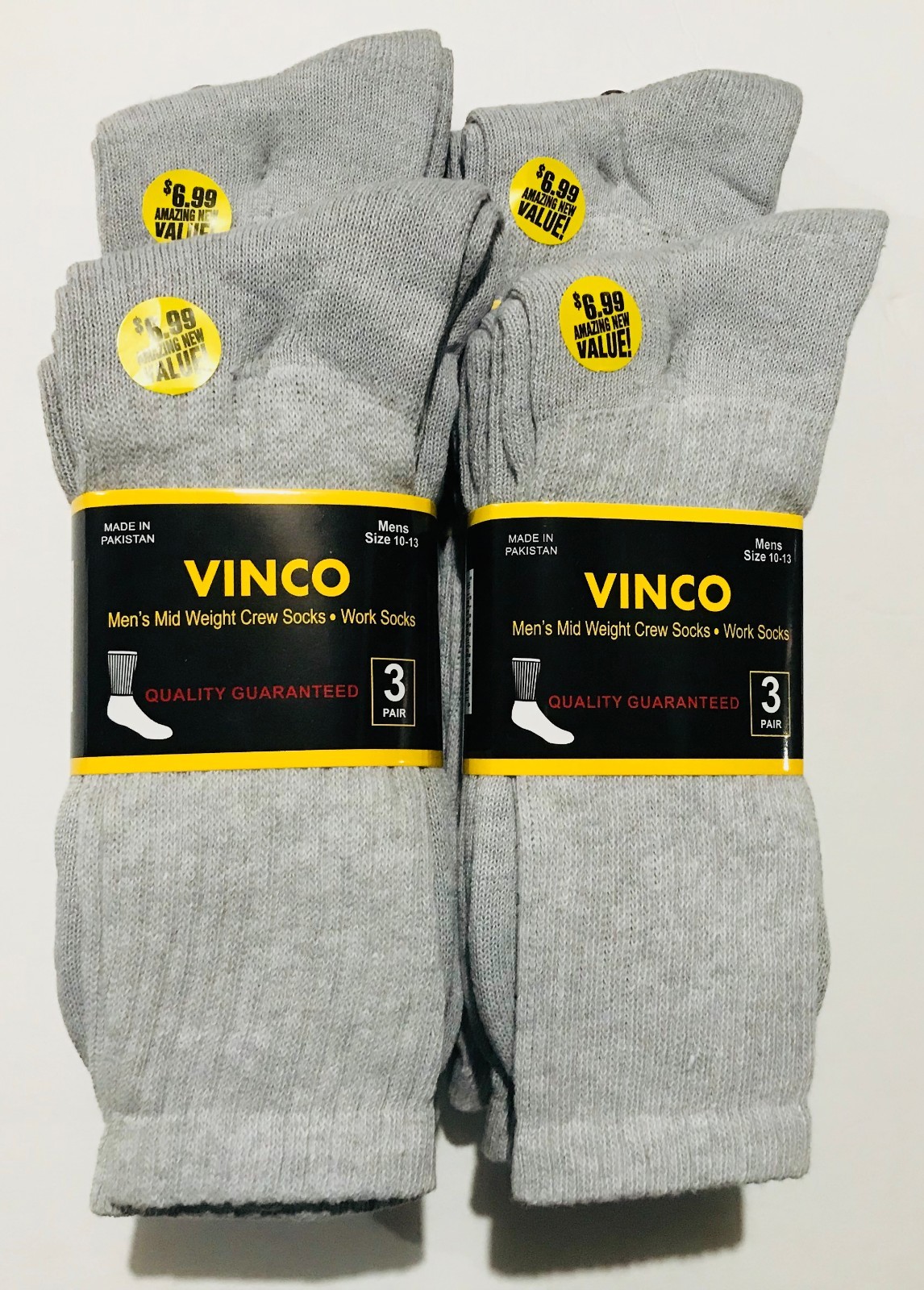 3-6-12 Pairs Men's Crew Socks Grey Cotton Sports Work Athletic Socks size 9-13