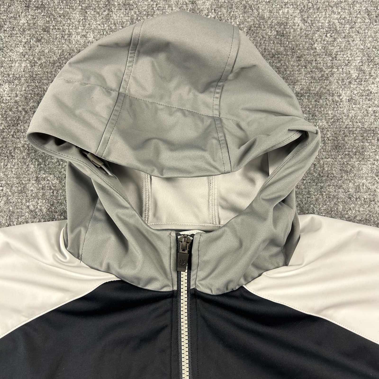 Graham Luxe Jacket Mens XL Black Gray Hooded Full Zip Softshell Windbreaker