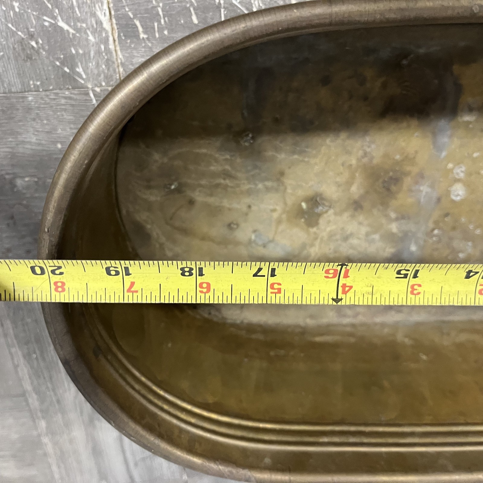 VTG 20" Oval Copper Garden Cache Pot Trough Planter Herb Window Box Farmhouse