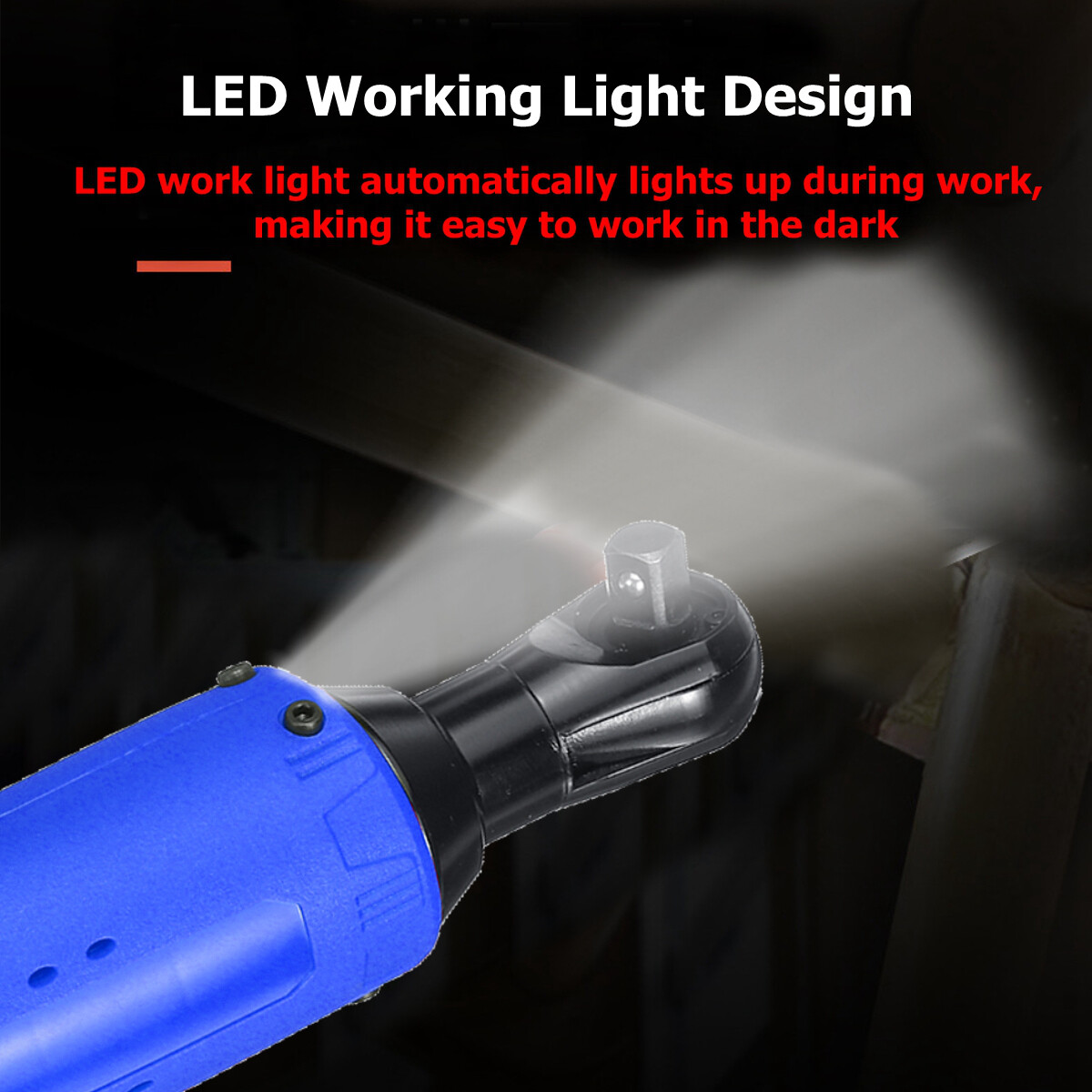 3/8" Cordless Electric Ratchet Right Angle Wrench Impact Power Tool +2 Batteries