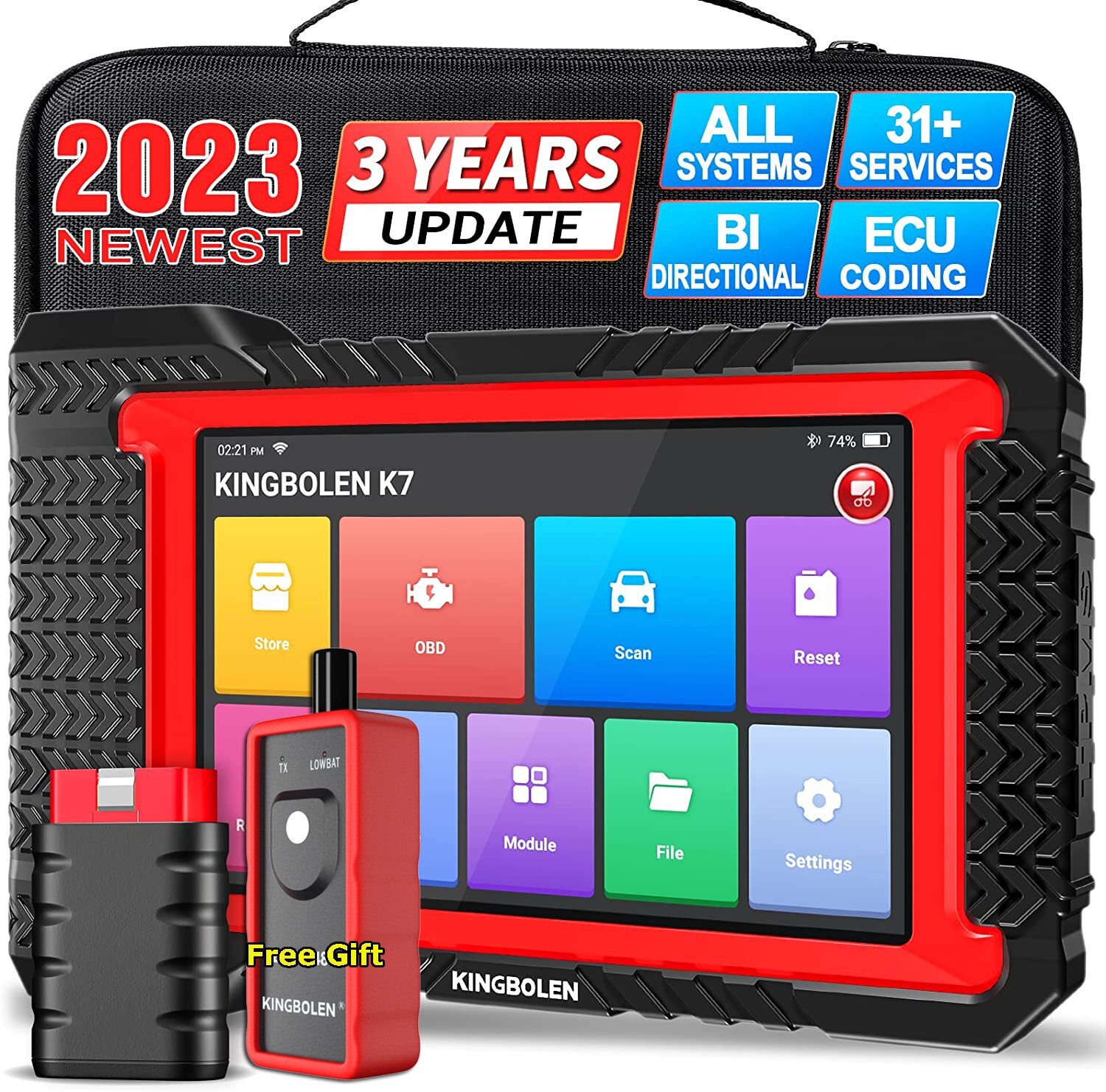 KINGBOLEN K7 Car OBD2 Scanner Full System Diagnostic Key Coding Bidirectional