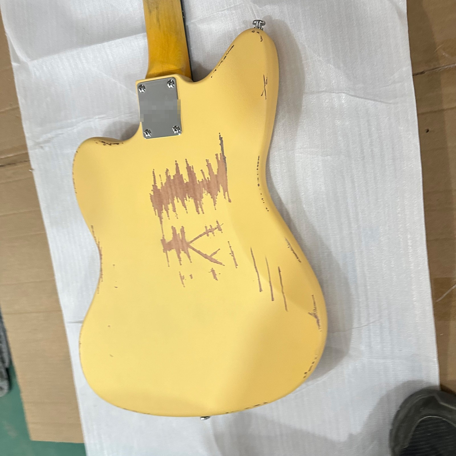 US Warehouse Yellow Relic JM electric guitar HH pickup Silver hardware 6 strings