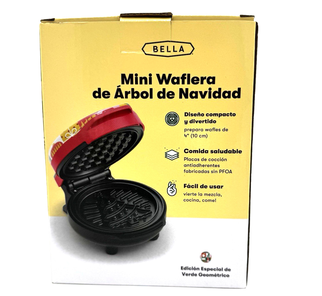 Bella Christmas Tree Mini Waffle Maker 350W Compact Holiday Limited Edition New