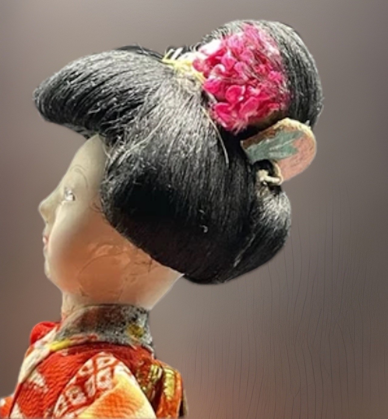 Rare Vintage Japanese Hand Made Japanese Geisha Girl Old Signs Of Age Decay Face