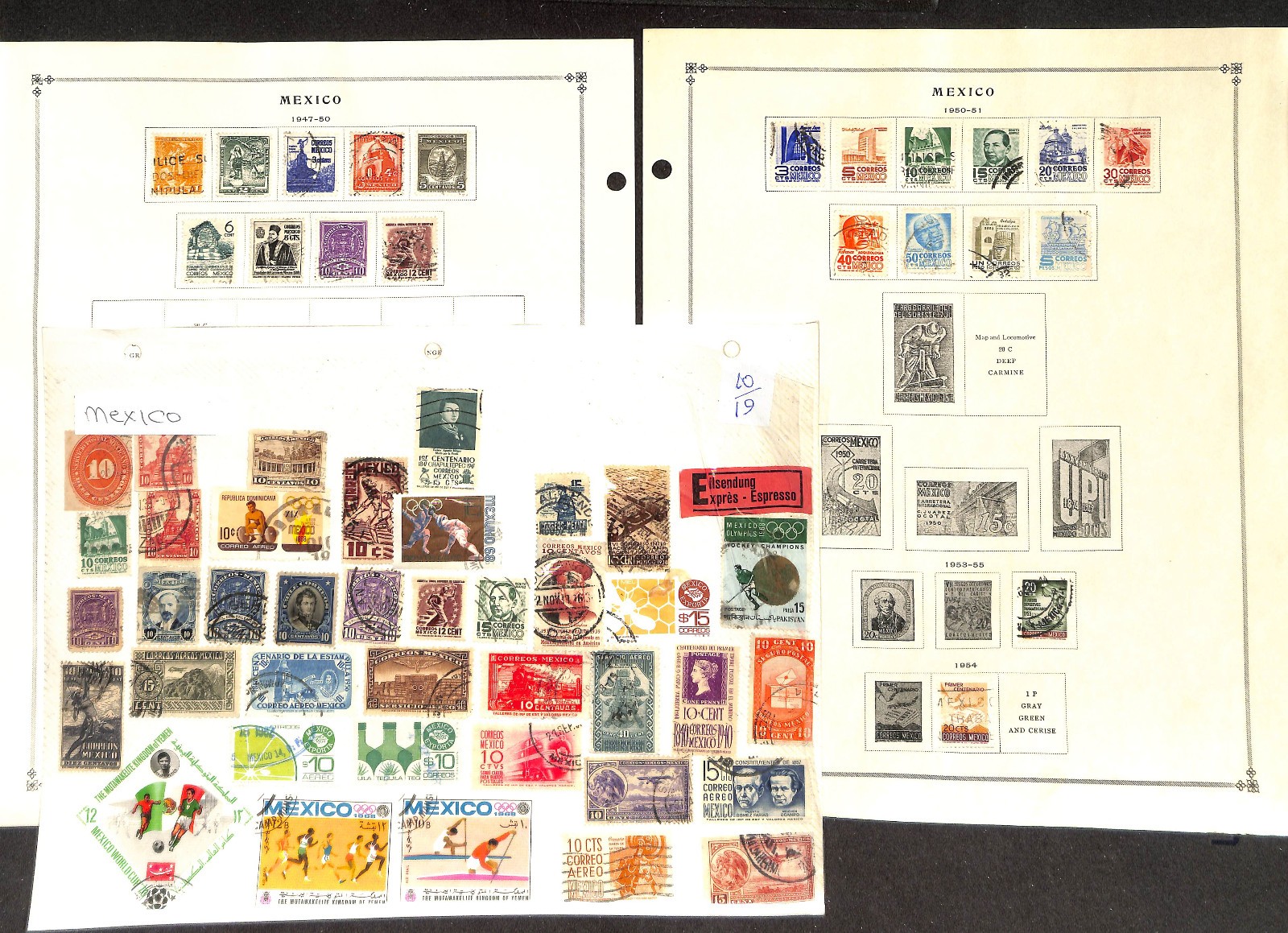 Mexico Stamp Collection on 60 Scott International Pages, 1856-1978 (BE)