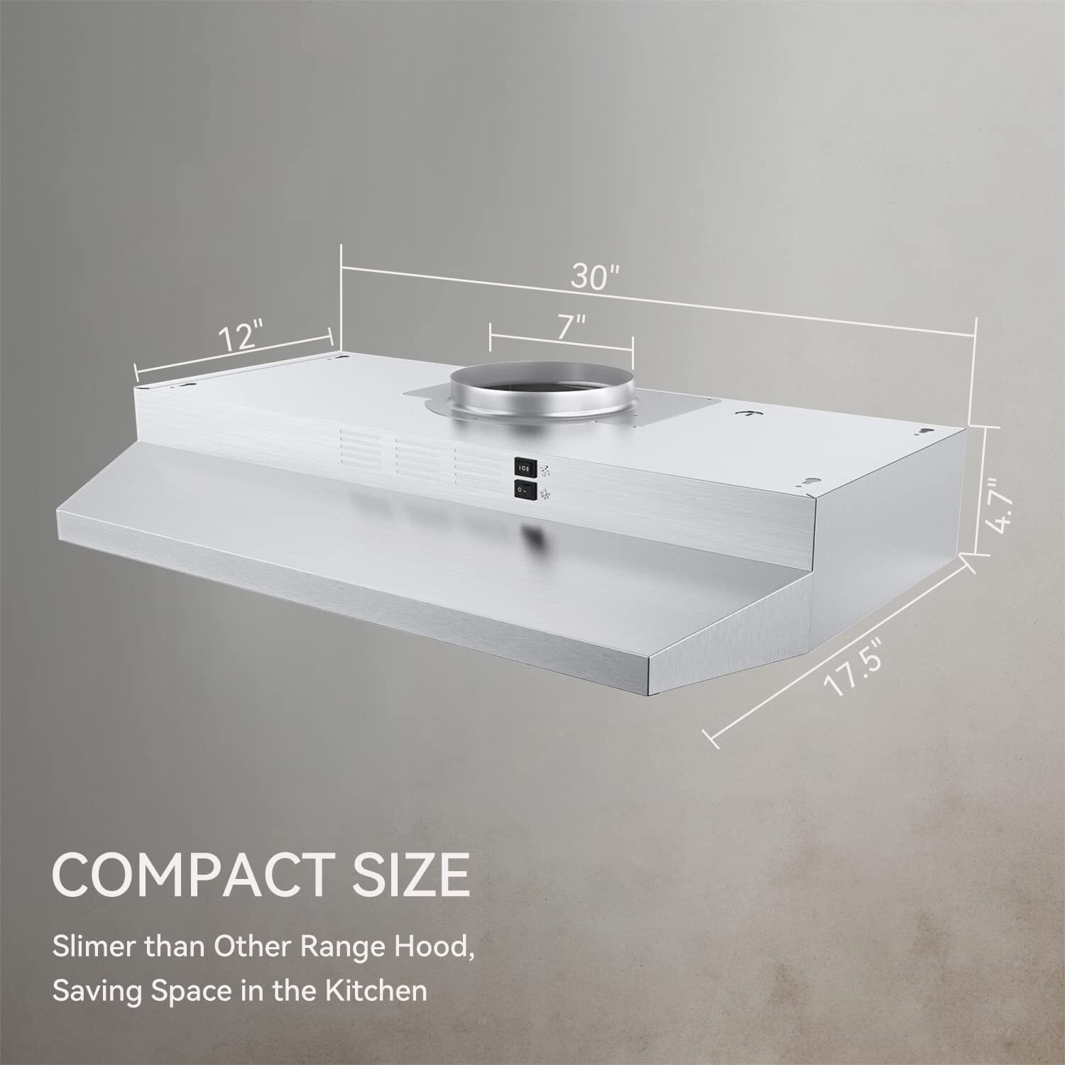 30 inch Under Cabinet Range Hood 230CFM Ducted/Ductless Stainless Steel LED New