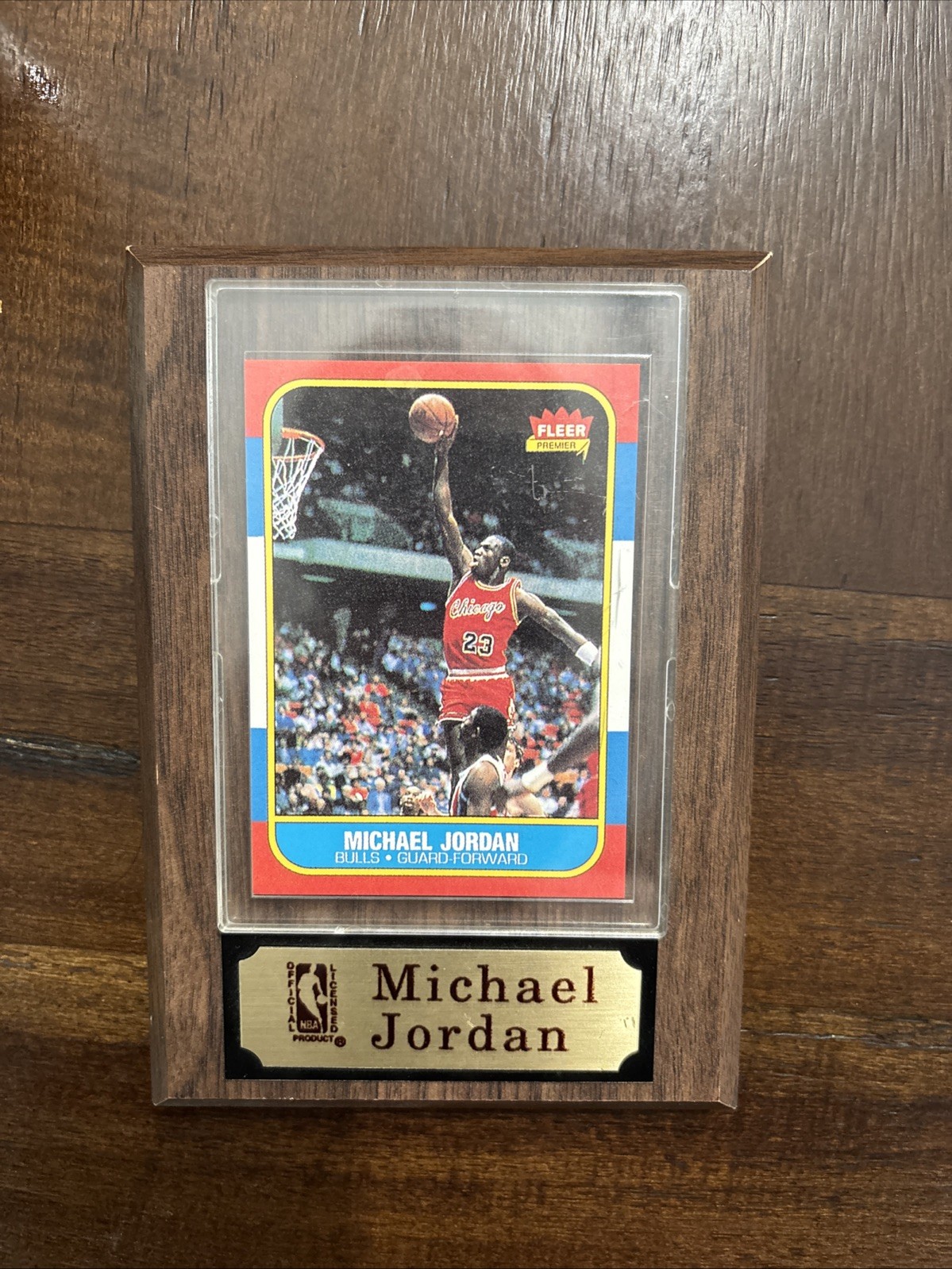 Michael Jordan Trading Card Plaque With REPLICA 86 Fleer Rookie Card