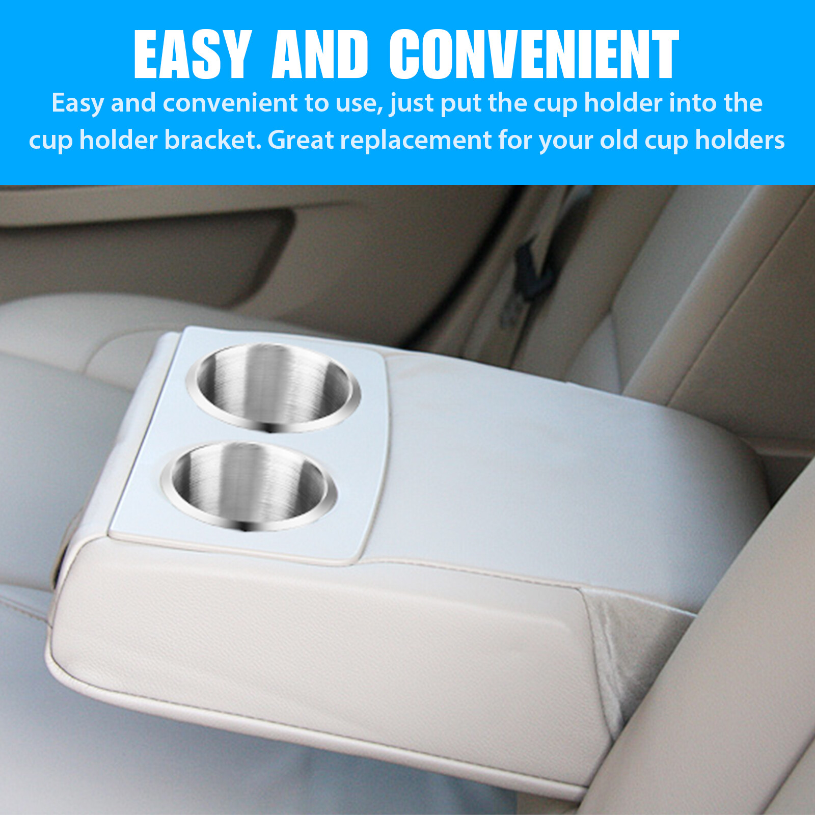 2x Universal Stainless Steel Cup Drink Holders for Car Boat Truck Marine Camper