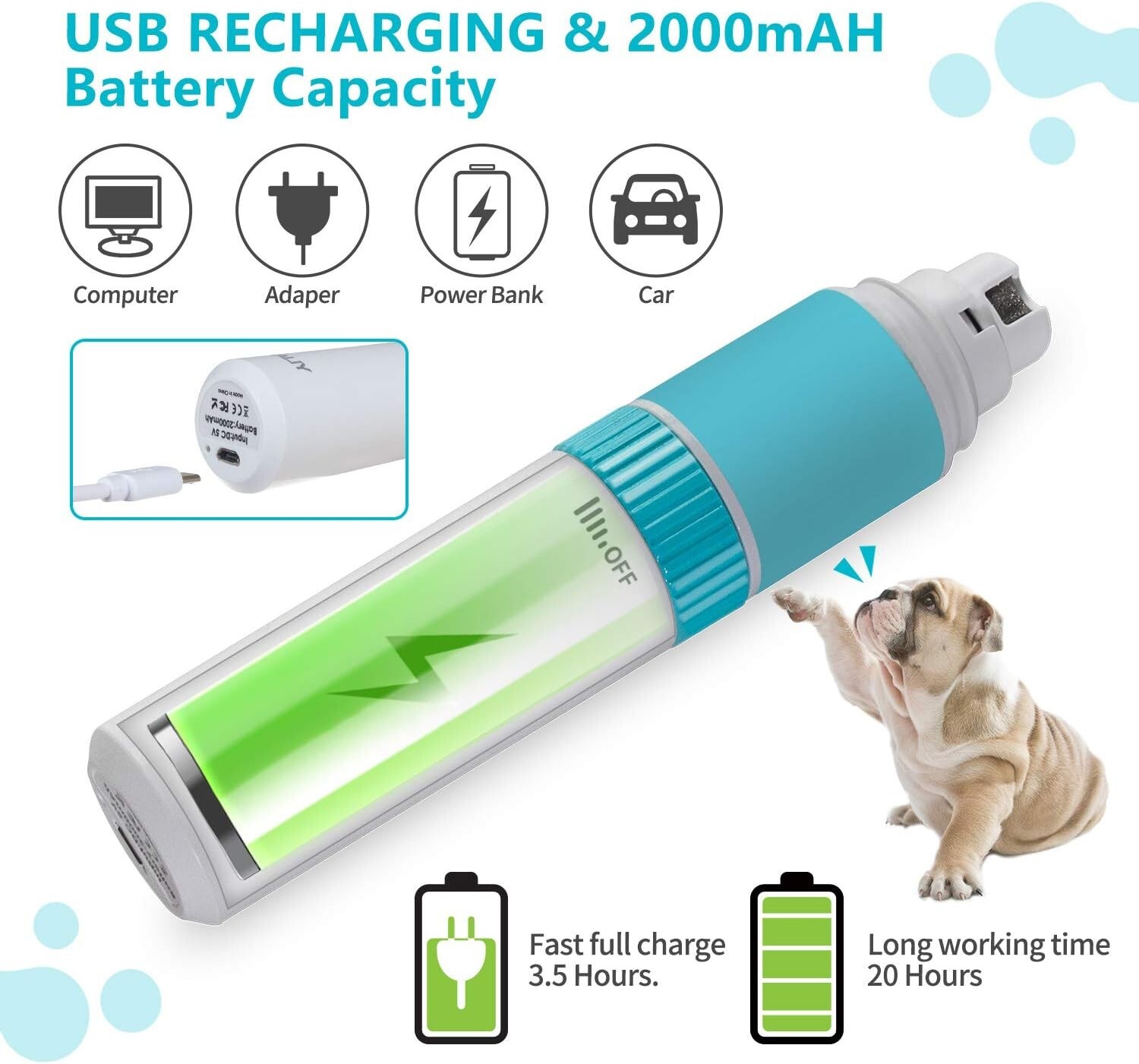 Electric Dog Nail Grinder Pet Trimmer USB Charge Clipper Professional Wholesale