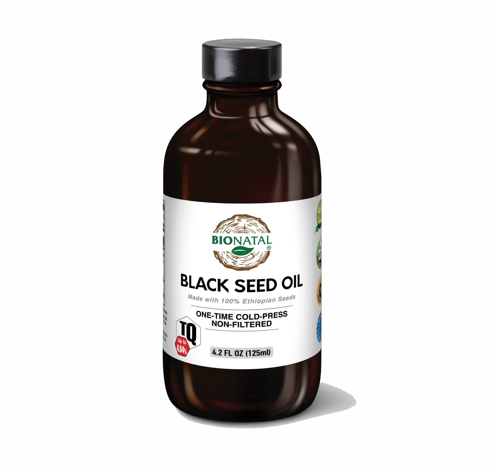 BioNatal Ethiopian Black Seed Oil Pure 4.2 oz Glass | High TQ 4.64% Cold-Pressed