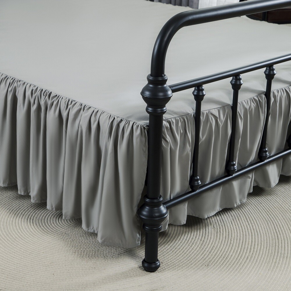 Luxury Bed Skirt 14" Drop Super Solid Microfiber Pleated Premium Wrinkle Free