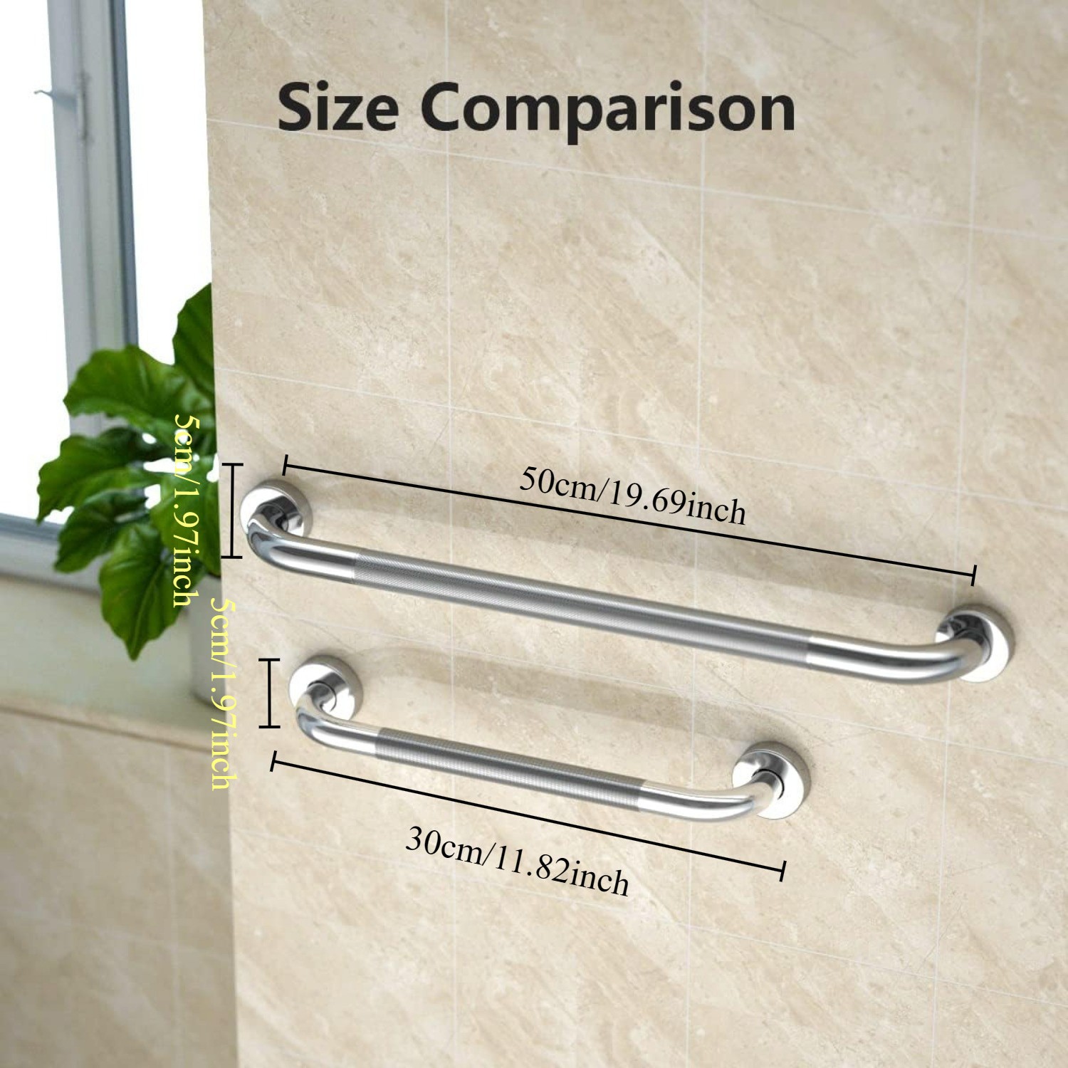 12 or 20 Inch Grab Bars for Bathtubs and Showers,Anti Slip ,Stainless Steel