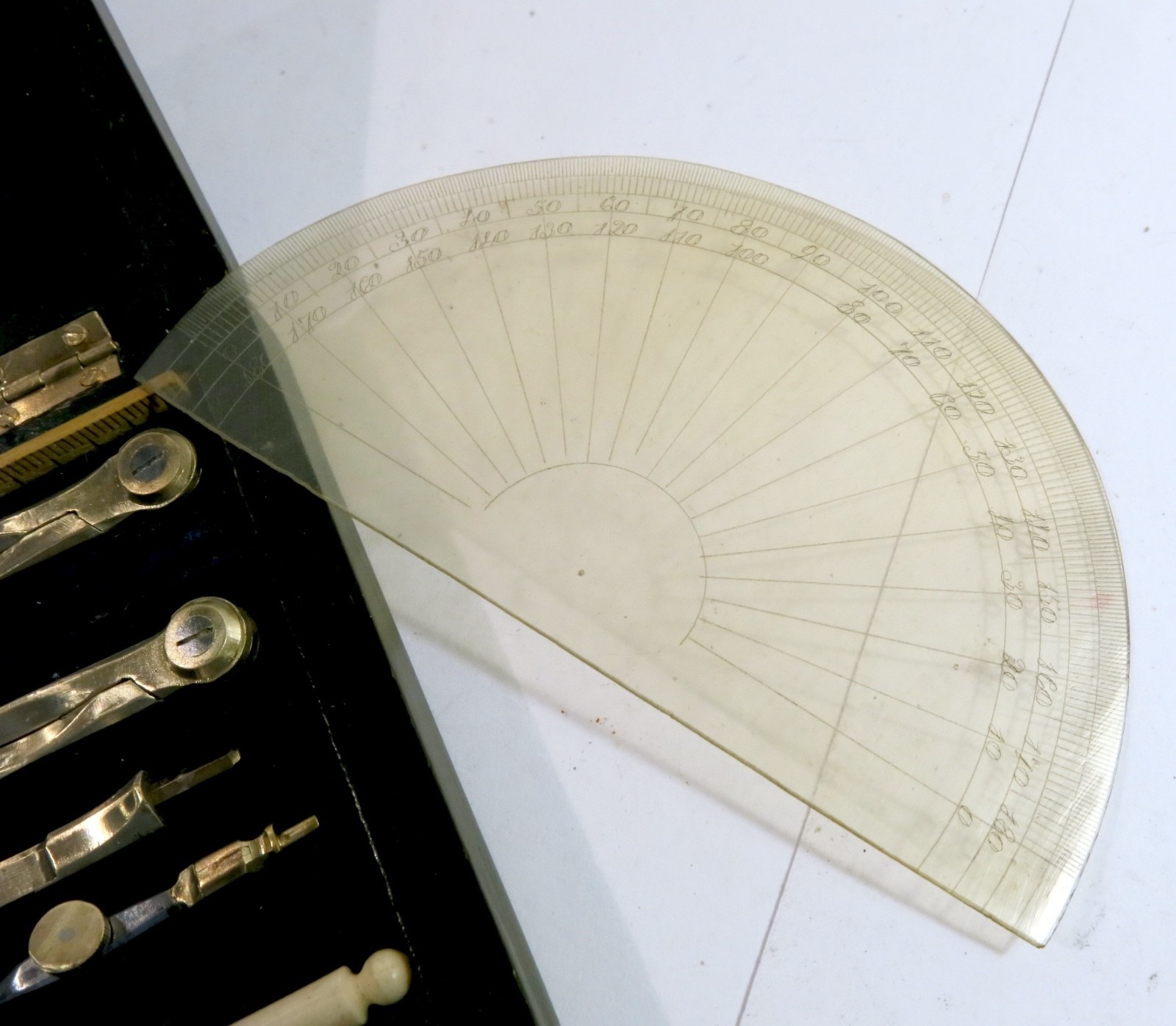 Antique late 1800s Drafting Set in Refinished Wooden Box.