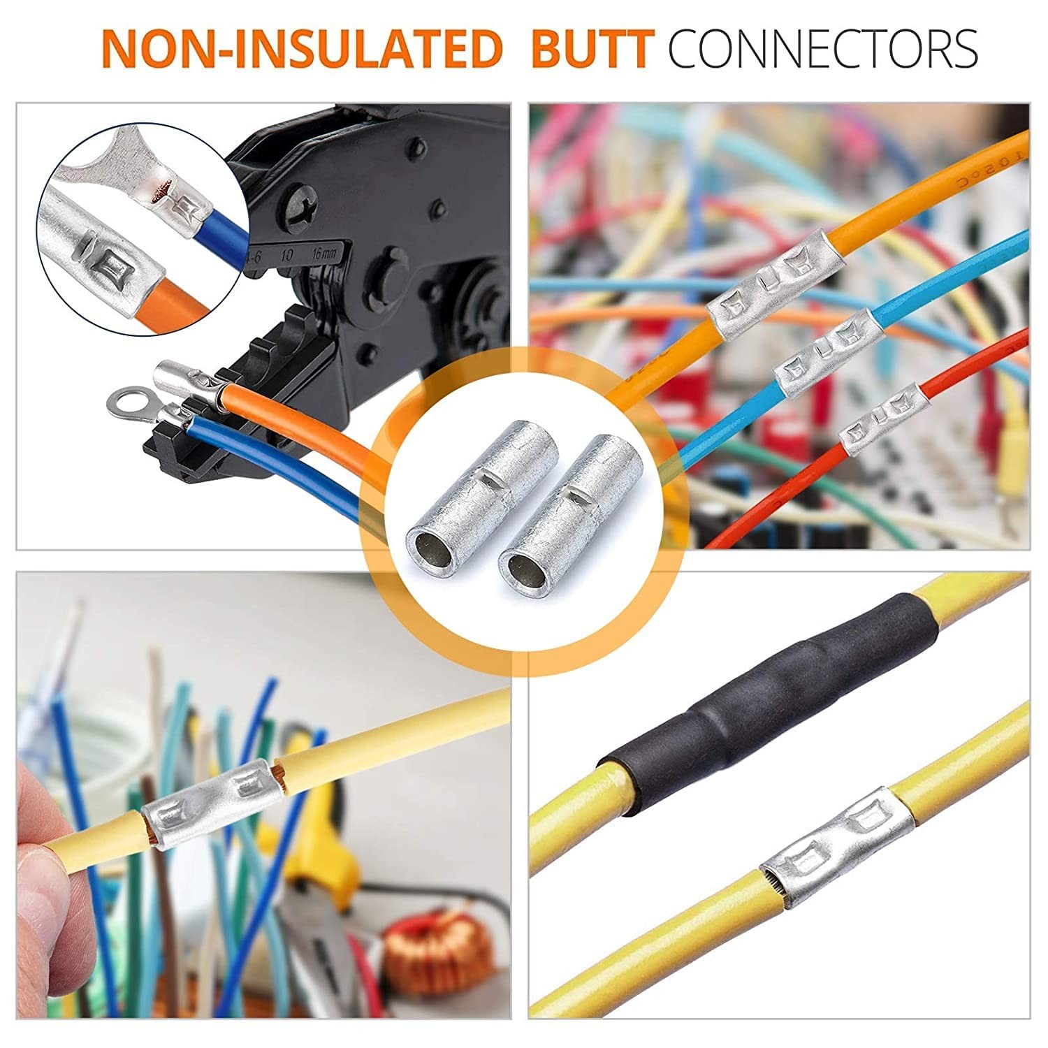 SVAAR 380PCS Non Insulated Butt Connectors Kit Butt Splice Connector Uninsula...