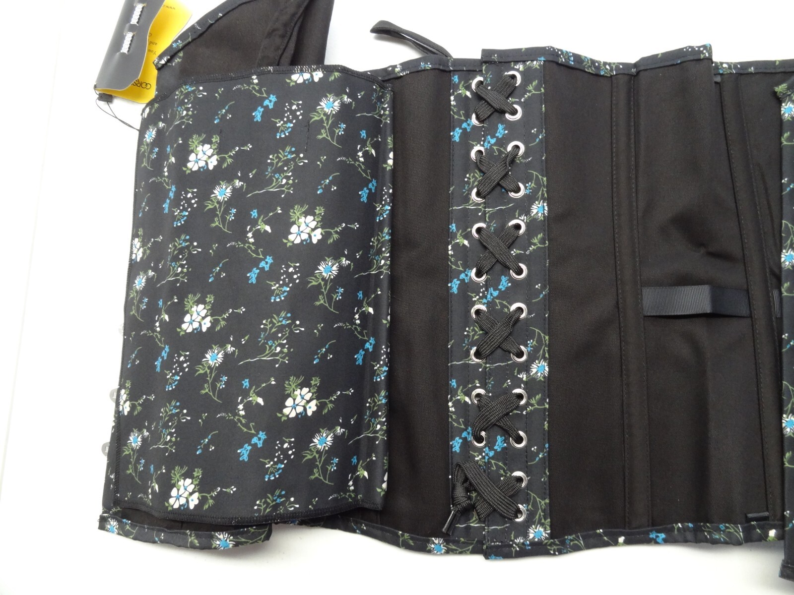 NWT Corset Story 44 Ditsy Floral Printed Overbust Spiral Steel Bone Navy Flowers