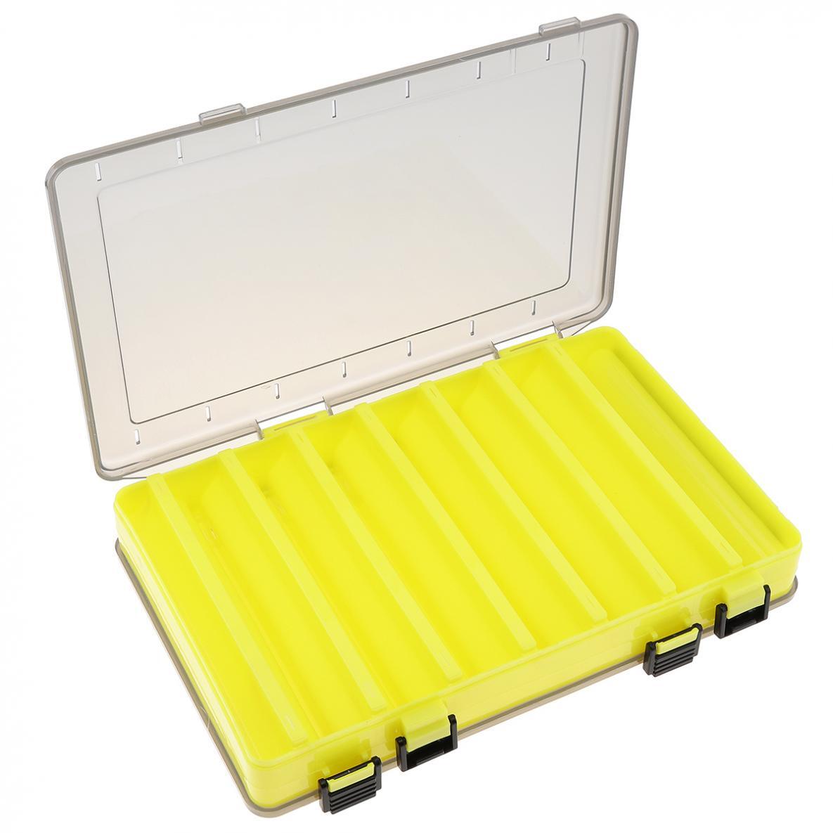 Double Sided Tackle Storage Box14 Tray Plastic Fishing Lure Bait Organizer Case