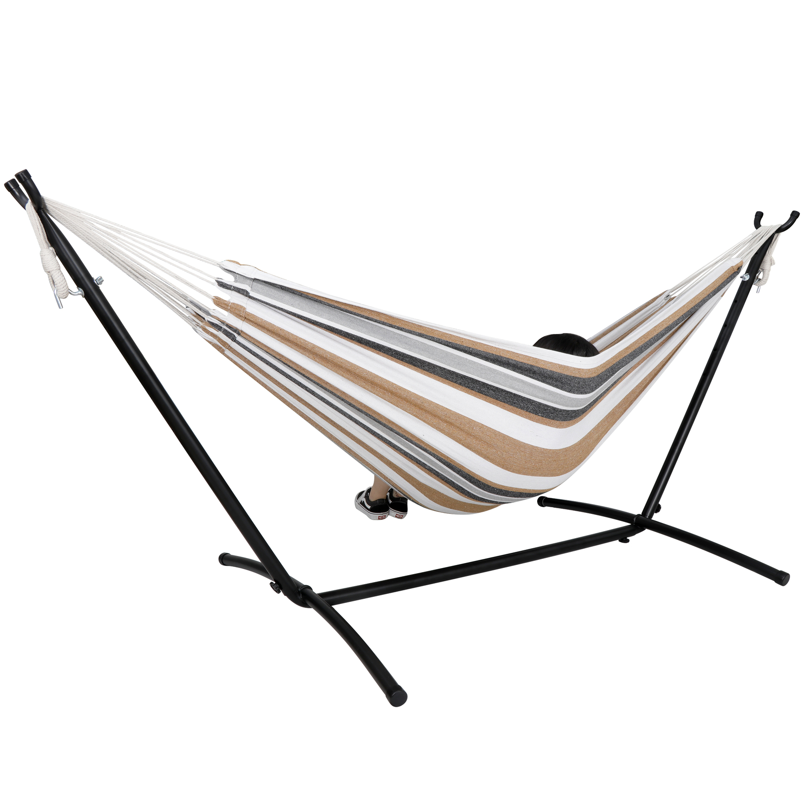 Portable Hammock with 9FT Steel Stand Set 620lb Capacity 2 Person Hammock Bed