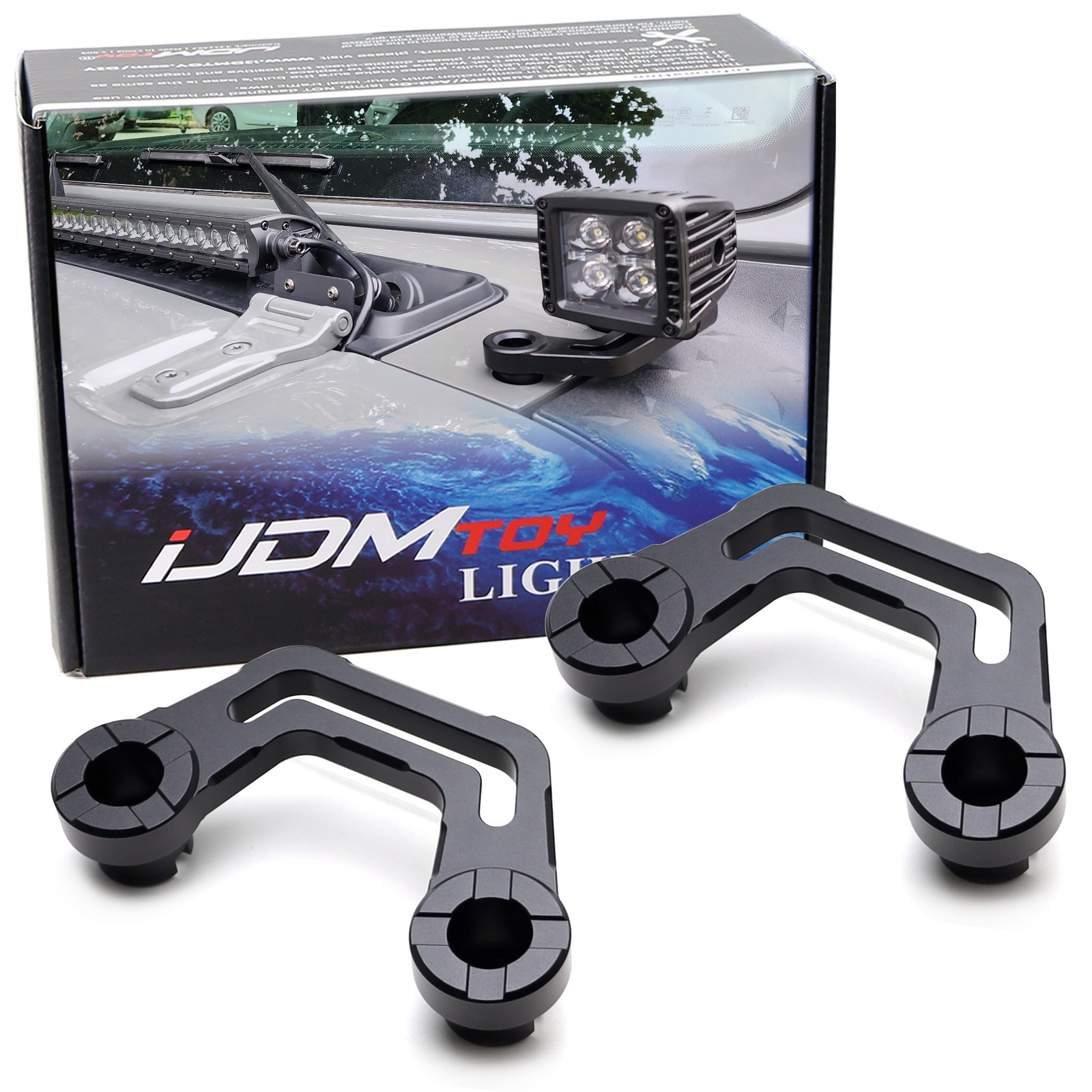 Hood Mount Ditch Pod Light Bracket Hardware For Jeep 18+ Wrangler, 20+ Gladiator